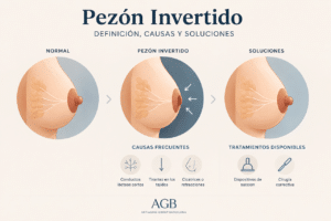 Ilustración detallada de las etapas de inversión del pezón
