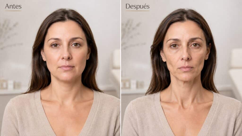 Antes y después del Ozempic Face por pérdida de peso